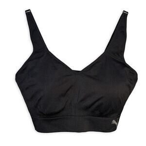 Puma Black Sports Bra XL Medium Support Wireless Stretch Activewear